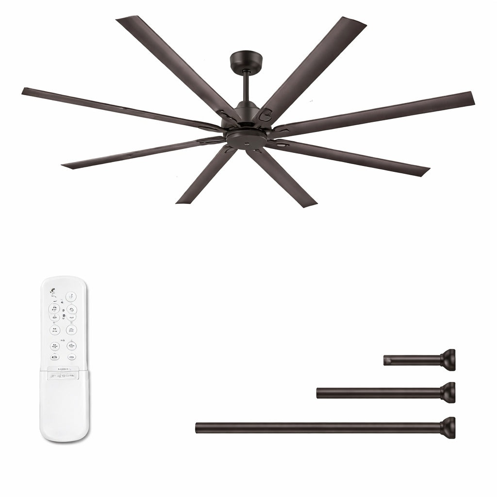HINNIXY 84 in Indoor Outdoor Black 8 Blades Industrial Ceiling Fan with Remote Control
