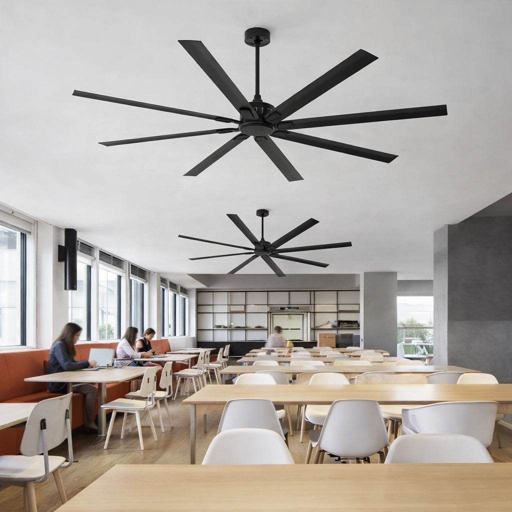 HINNIXY 84 in Indoor Outdoor Black 8 Blades Industrial Ceiling Fan with Remote Control