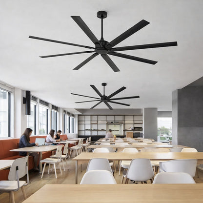 HINNIXY 84 in Indoor Outdoor Black 8 Blades Industrial Ceiling Fan with Remote Control