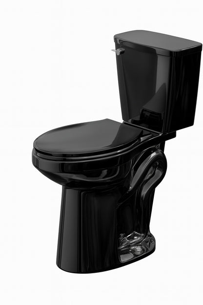 Simple Project 21 in 2 Piece High Toilets for Seniors 1 28 GPF Single Flush Elongated Toilet with Soft Close Cover in Black