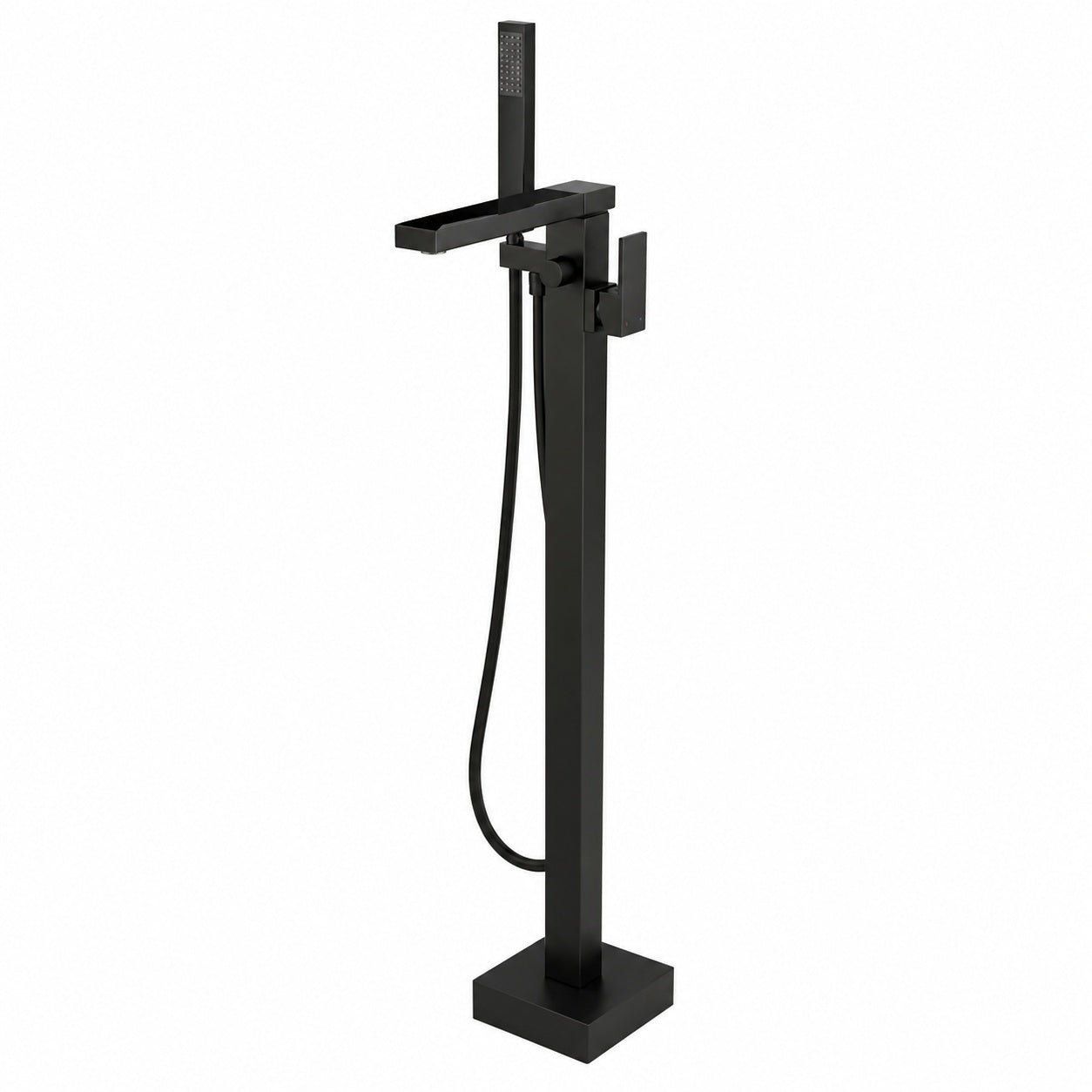 AKLFGN Single Handle Freestanding Floor Mount Roman Tub Faucet Bathtub Filler with Hand Shower in Matte Black