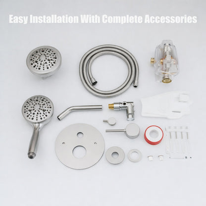 HOMEMYSTIQUE Single Handle 5 Spray Round Shower Faucet 2 5 Gpm with 360 Swivel in Brushed Nickel Valve Included