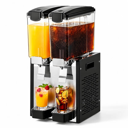 VEVOR Commercial Beverage Dispenser 2 Tanks 10L Per Tank Silver Stainless Steel Juice Dispenser 45 54 Cooling Temperature SYYLJJBSJXS1VGEIJV1