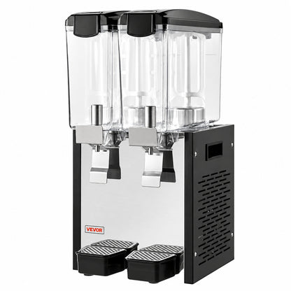 VEVOR Commercial Beverage Dispenser 2 Tanks 10L Per Tank Silver Stainless Steel Juice Dispenser 45 54 Cooling Temperature SYYLJJBSJXS1VGEIJV1