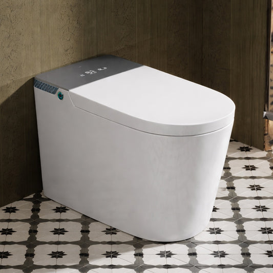 Yulika Elongated Smart Toilet Luxury Smart Toilet With Bidet Seat Auto Open And Close Auto Flush Foot Sensor Operation
