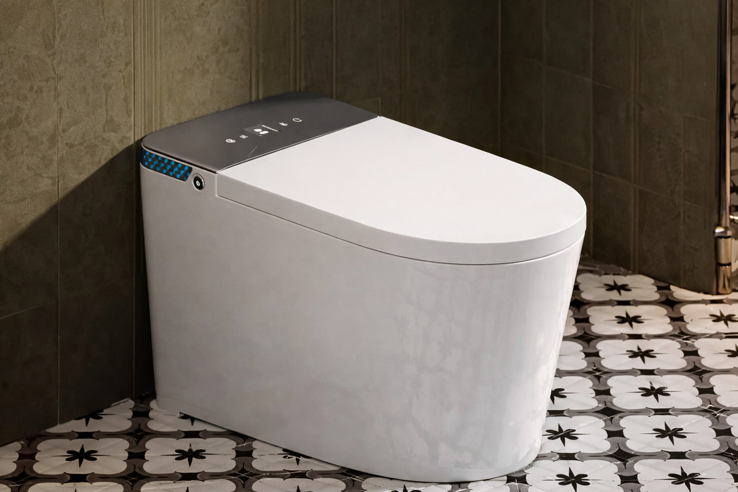 Yulika Elongated Smart Toilet Luxury Smart Toilet With Bidet Seat Auto Open And Close Auto Flush Foot Sensor Operation