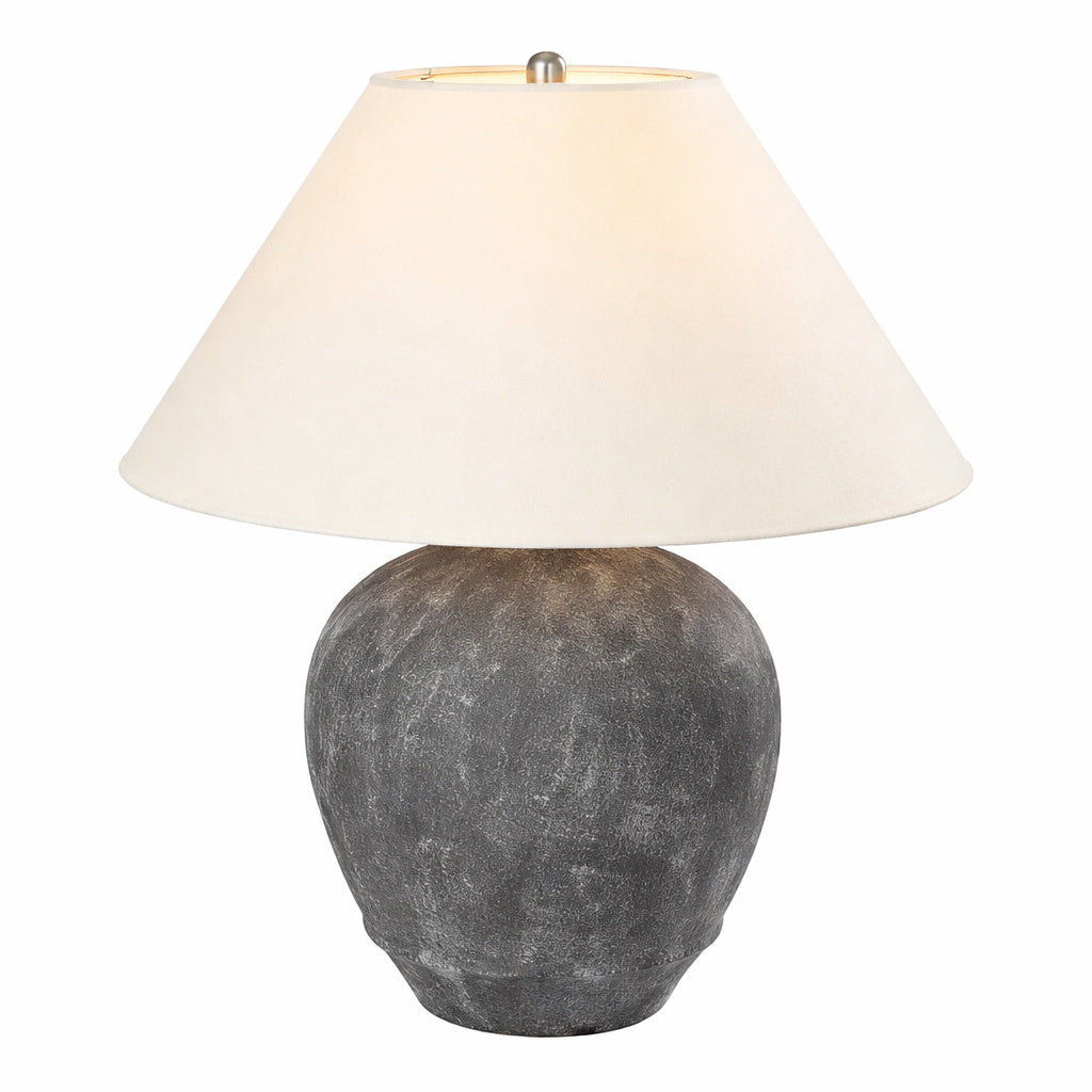 Uixe 21 6 in Dark Gray Ceramic Table Lamp with Cone Shaped Lampshade Set of 1