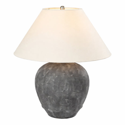 Uixe 21 6 in Dark Gray Ceramic Table Lamp with Cone Shaped Lampshade Set of 1