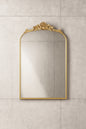 24 in. W x 36 in. H Modern Arched Gold Metal Framed with Carved Decoration Vanity Wall Mirror