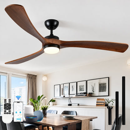 ARISKEEN 72 in Deep Walnut Indoor OutdoorCeiling Fans with Lights 3 Wood Blade Ceiling Fan with Remote Control for Patio A02 026A WN