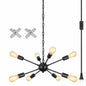 ADSENSTY 8 Light Black Dimmable Plug in Sputnik Chandelier with Cord and ON OFF Switch for Living Room with No Bulbs Included