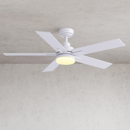 ANTOINE 44 in Modern Smart Indoor White Ceiling Fan with Dimmable LED Light and APP Remote Control HD TC 05