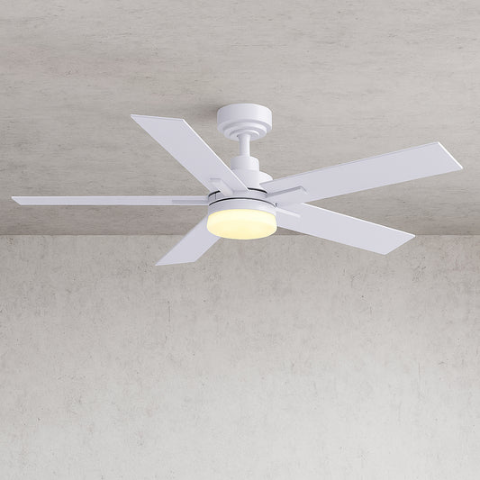 44 in Modern Smart Indoor White Ceiling Fan with Dimmable LED Light and APP Remote Control HD TC 05