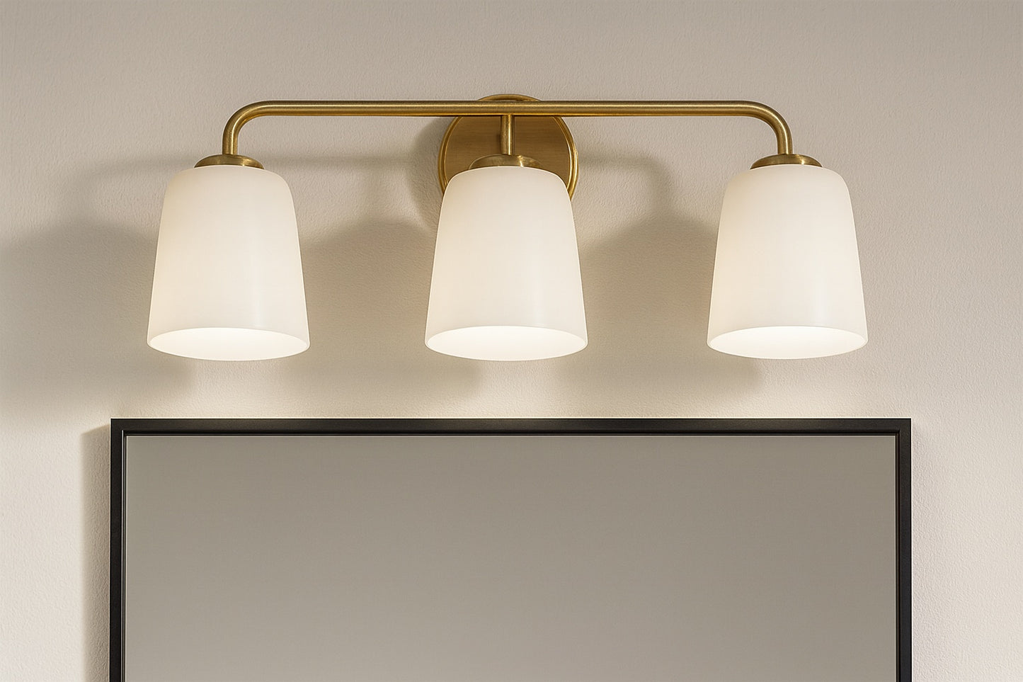 Progress Lighting Bredela Collection 23 in 3 Light Brushed Gold Farmhouse Vanity Light for Bathrooms