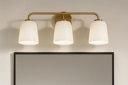 Progress Lighting Bredela Collection 23 in 3 Light Brushed Gold Farmhouse Vanity Light for Bathrooms