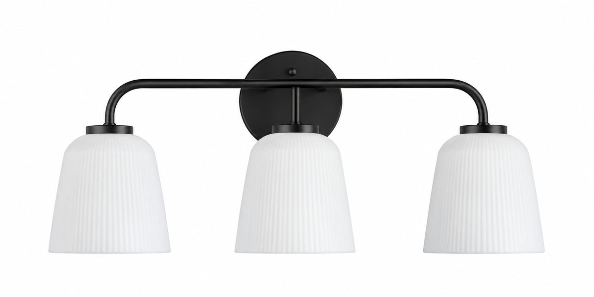 Progress Lighting Bredela Collection 23 in 3 Light Matte Black Farmhouse Vanity Light for Bathrooms P300548 31M