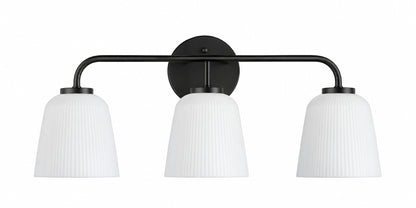 Progress Lighting Bredela Collection 23 in 3 Light Matte Black Farmhouse Vanity Light for Bathrooms P300548 31M