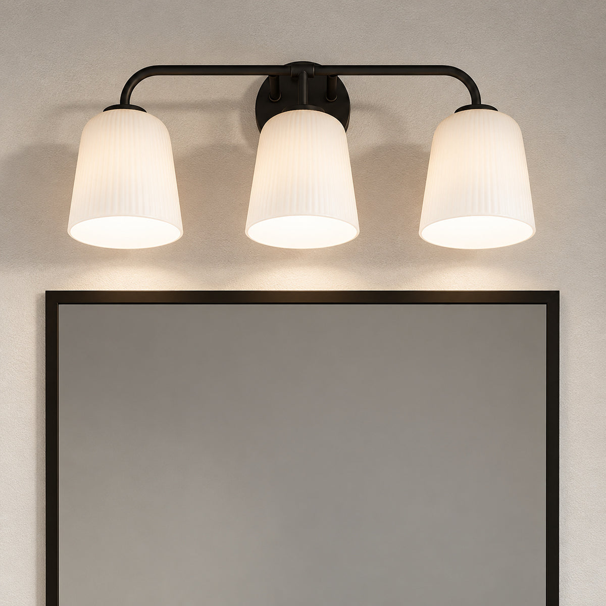 Progress Lighting Bredela Collection 23 in 3 Light Matte Black Farmhouse Vanity Light for Bathrooms P300548 31M