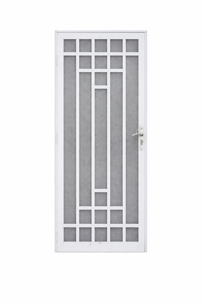 Grisham Nuevo 36 in x 80 in Universal Reversible Hinging Steel White Security Storm Door