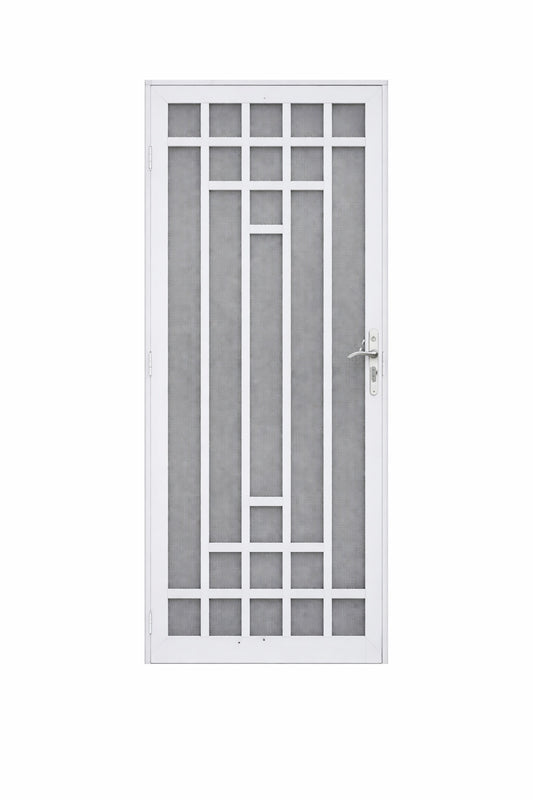Grisham Nuevo 36 in x 80 in Universal Reversible Hinging Steel White Security Storm Door