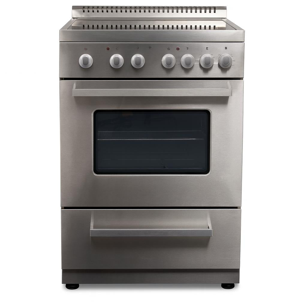 Premium LEVELLA 24 in. Smooth Top 4-Burner Electric Range with Air Fry Function-Stainless