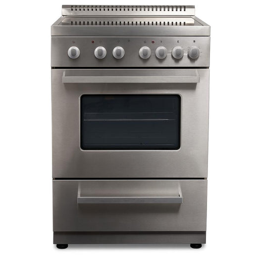 Premium LEVELLA 24 in. Smooth Top 4-Burner Electric Range with Air Fry Function-Stainless