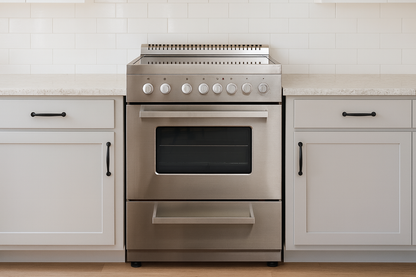 Premium LEVELLA 24 in. Smooth Top 4-Burner Electric Range with Air Fry Function-Stainless
