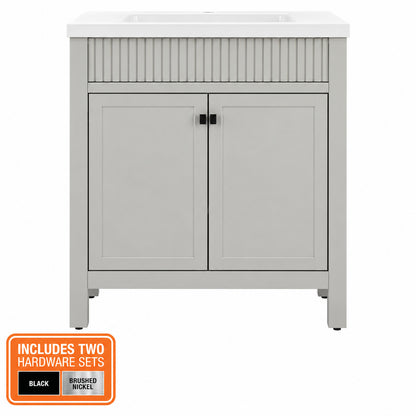 Glacier Bay Foxglade 31 in Single Sink Light Gray Bath Vanity with White Cultured Marble Top Assembled HDW076730P2 LY