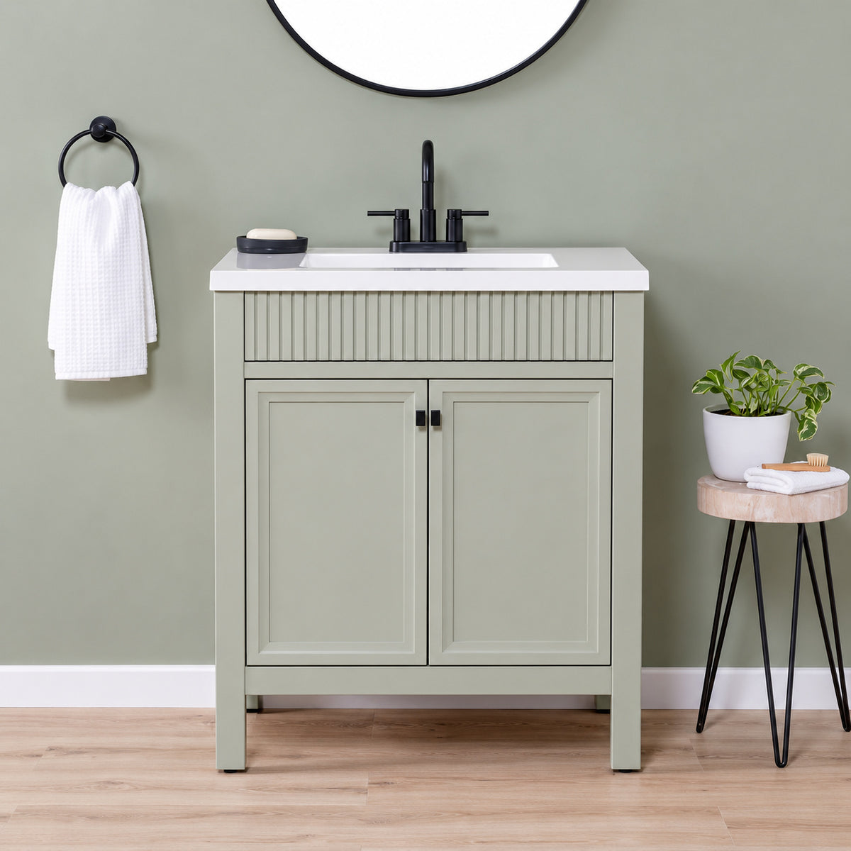 Glacier Bay Foxglade 31 in Single Sink Light Gray Bath Vanity with White Cultured Marble Top Assembled HDW076730P2 LY