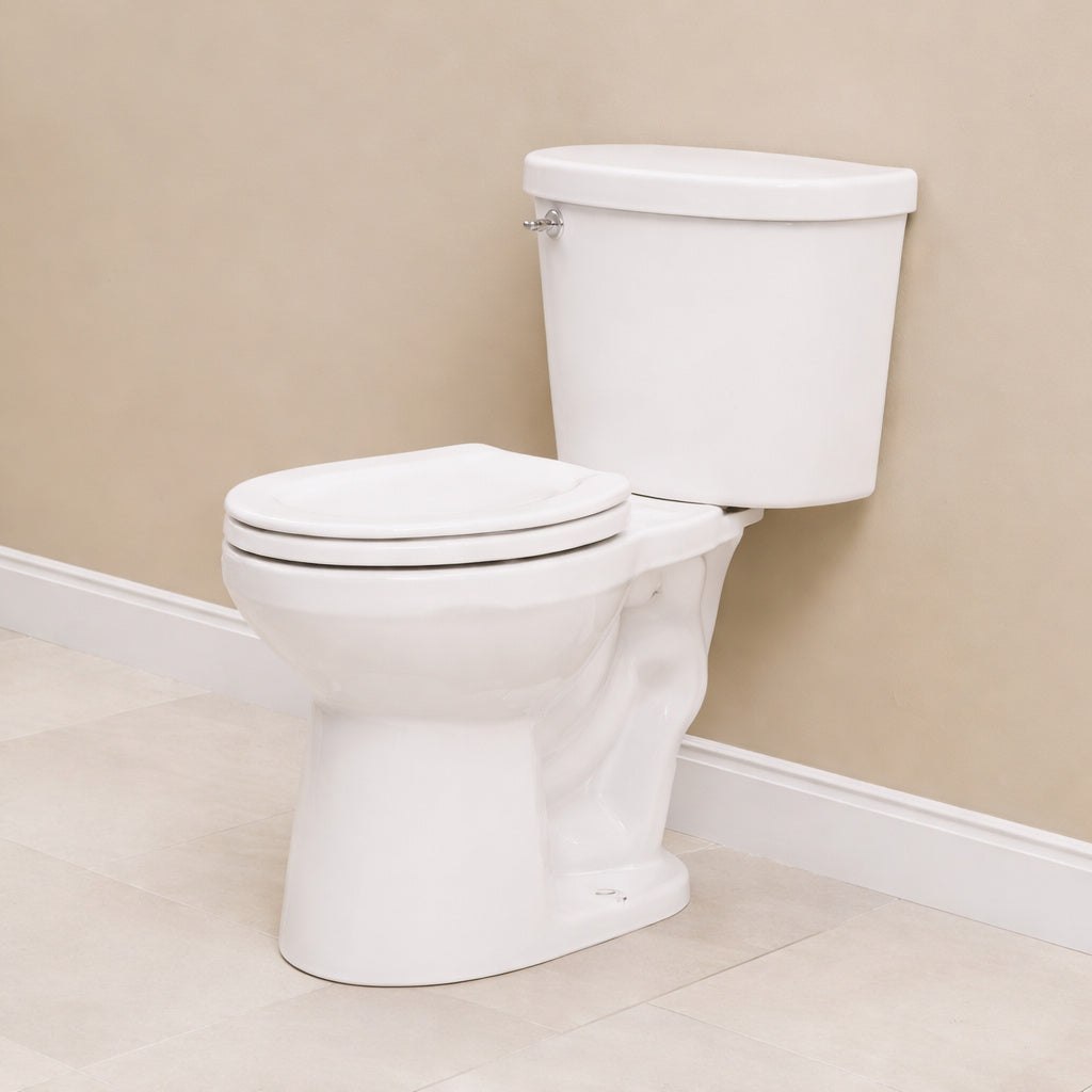Gerber Maxwell Choice 12 in Rough in 2 Piece 1 28 GPF Single Flush Round Chair Height Toilet in White with Soft Close Seat GRS48220
