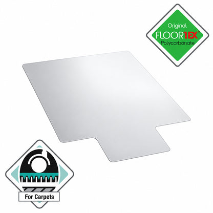Floortex Ultimat Clear 48 in x 53 in Polycarbonate Lipped Indoor Chair Mat for Carpets Over 1 2 in