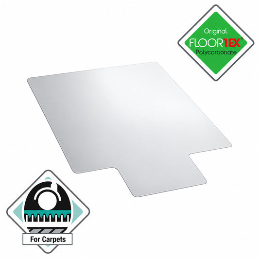 Floortex Ultimat Clear 48 in x 53 in Polycarbonate Lipped Indoor Chair Mat for Carpets Over 1 2 in