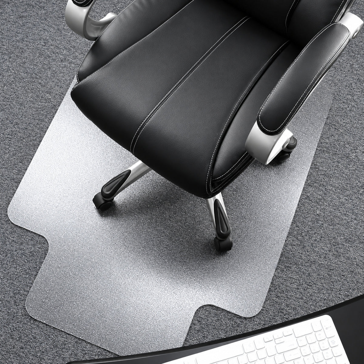 Floortex Ultimat Clear 48 in x 53 in Polycarbonate Lipped Indoor Chair Mat for Carpets Over 1 2 in