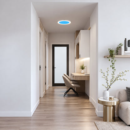Feit Electric 15 in Vista Artificial Skylight White Integrated LED Round Ceiling Flush Mount Light MultiMode Color Change 5CCT FM15 SKY 5CCT WH