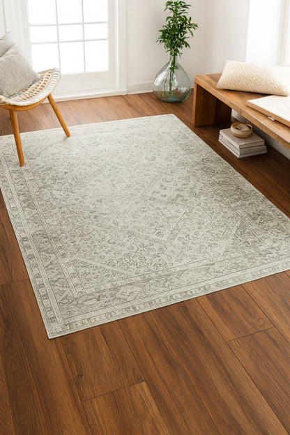 Barny Off White Sage Green Taupe 9 ft. x 12 ft. Area Rug