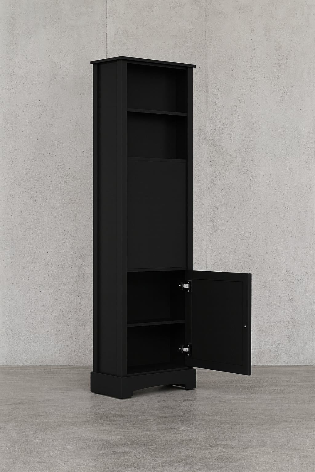 22 in. W x 10 in. D x 67 in. H Black MDF Freestanding Linen Cabinet with Door and Drawers, Adjustable Shelf