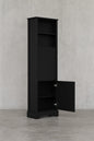 22 in. W x 10 in. D x 67 in. H Black MDF Freestanding Linen Cabinet with Door and Drawers, Adjustable Shelf