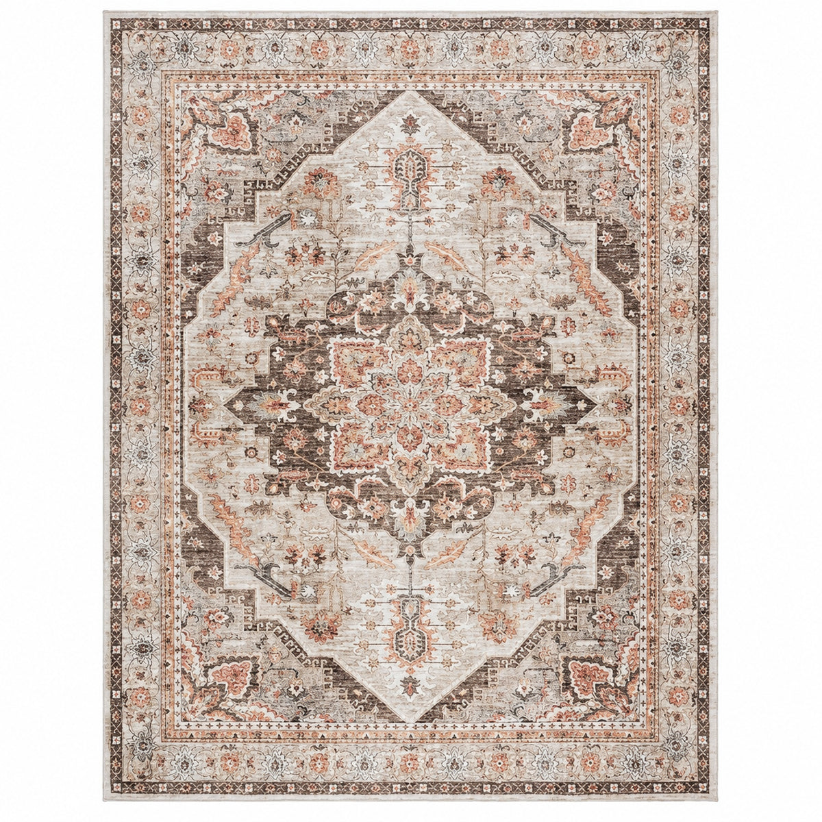 Gertmenian Soha Brown 9 ft x 13 ft Crystal Print Polyester Digitally Printed Area Rug 28911