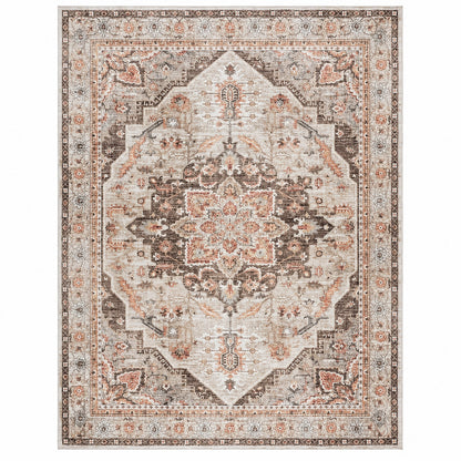 Gertmenian Soha Brown 9 ft x 13 ft Crystal Print Polyester Digitally Printed Area Rug 28911