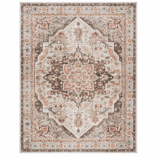Gertmenian Soha Brown 9 ft x 13 ft Crystal Print Polyester Digitally Printed Area Rug 28911