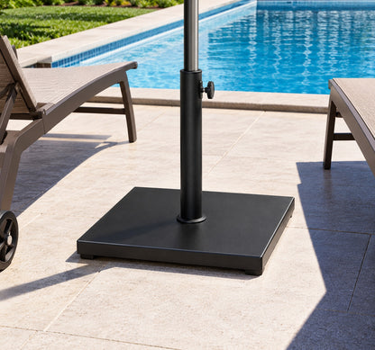Crestlive Products 55 lbs Weighted Patio Umbrella Base fits Pole Sizes 1 37 1 9 in Concrete Outdoor Market Umbrella Stand in Black CL UB016BLK55