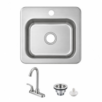 Glacier Bay 15 in Drop In Single Bowl 20 Gauge Stainless Steel Kitchen Sink with Faucet VT1515A1SHA1