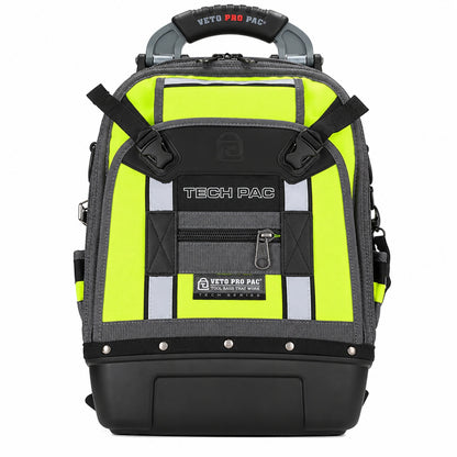 VETO PRO PAC 13 in 39 Pocket Hi Viz Yellow Nylon Bag Tote with Padded Handle Zippered Top Shatterproof Waterproof Weatherproof