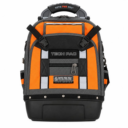 VETO PRO PAC 13 in 39 Pocket Hi Viz Orange Nylon Bag Tote with Padded Handle Zippered Top Shatterproof Waterproof Weatherproof