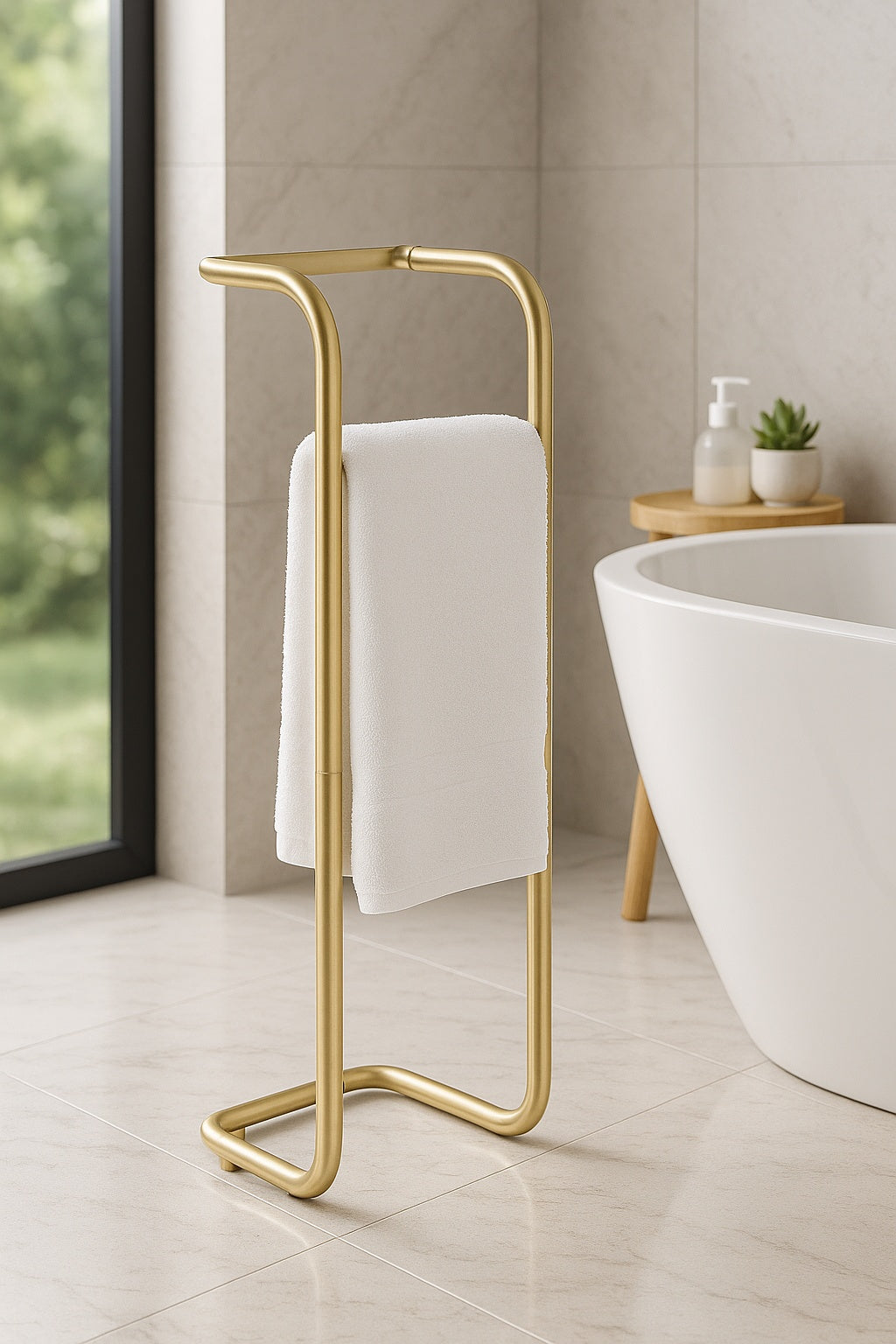 Bathroom Towel Storage Rack for Bathroom 2 Hooks Towel Racks Wall Mounted Towel Rack for Rolled Towels in Brushed Gold