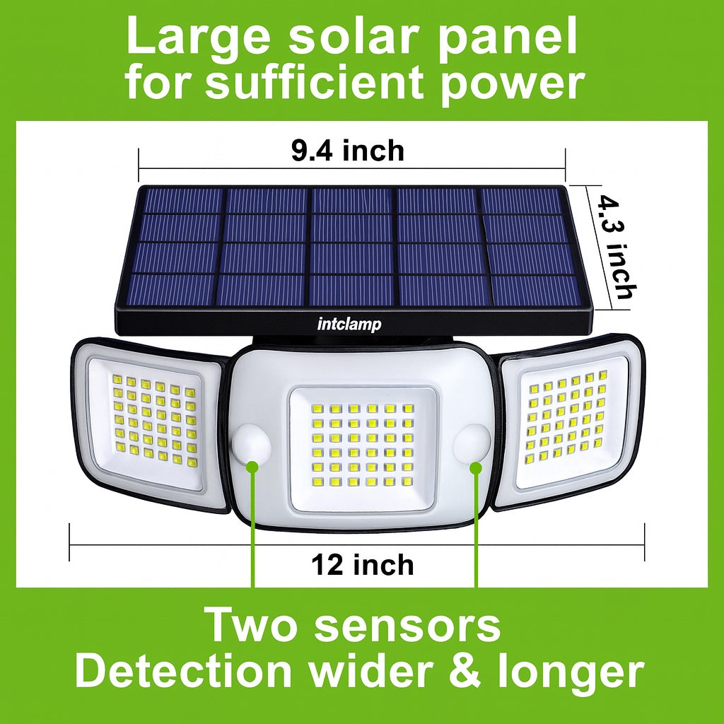 BIBIVIS 8W 1200 Lumen Black Integrated LED Motion Sensor Flood Light 270 3 Mode Wall Security Light for Patio Garage Porch