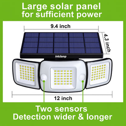 BIBIVIS 8W 1200 Lumen Black Integrated LED Motion Sensor Flood Light 270 3 Mode Wall Security Light for Patio Garage Porch