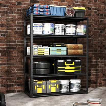 Otrayd 72 in H 5 Tier Metal Shelves 2000 lbs Heavy Duty Storage Shelve Adjustable Garage Shelf Industrial Shelving Unit Black