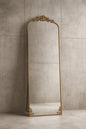Bronze 21 in. W x 64 in. H Arched Aluminum Alloy Framed with Carved Decoration Full Length Mirror