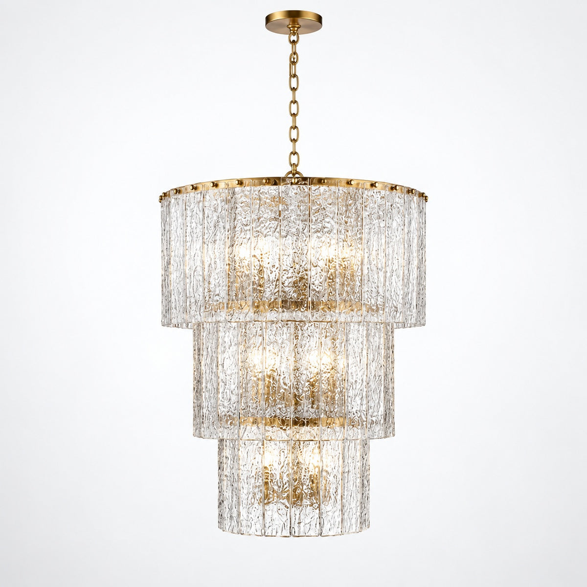 Glacier 12 light Modern Gold Tiered Chandelier with No Bulbs Included